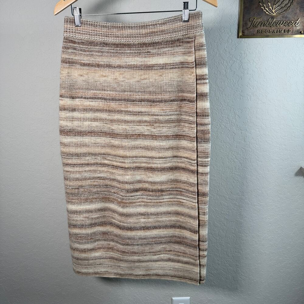 Women's J.Crew Space-Dyed Brown Wrap Sweater Skirt Size Medium NEW